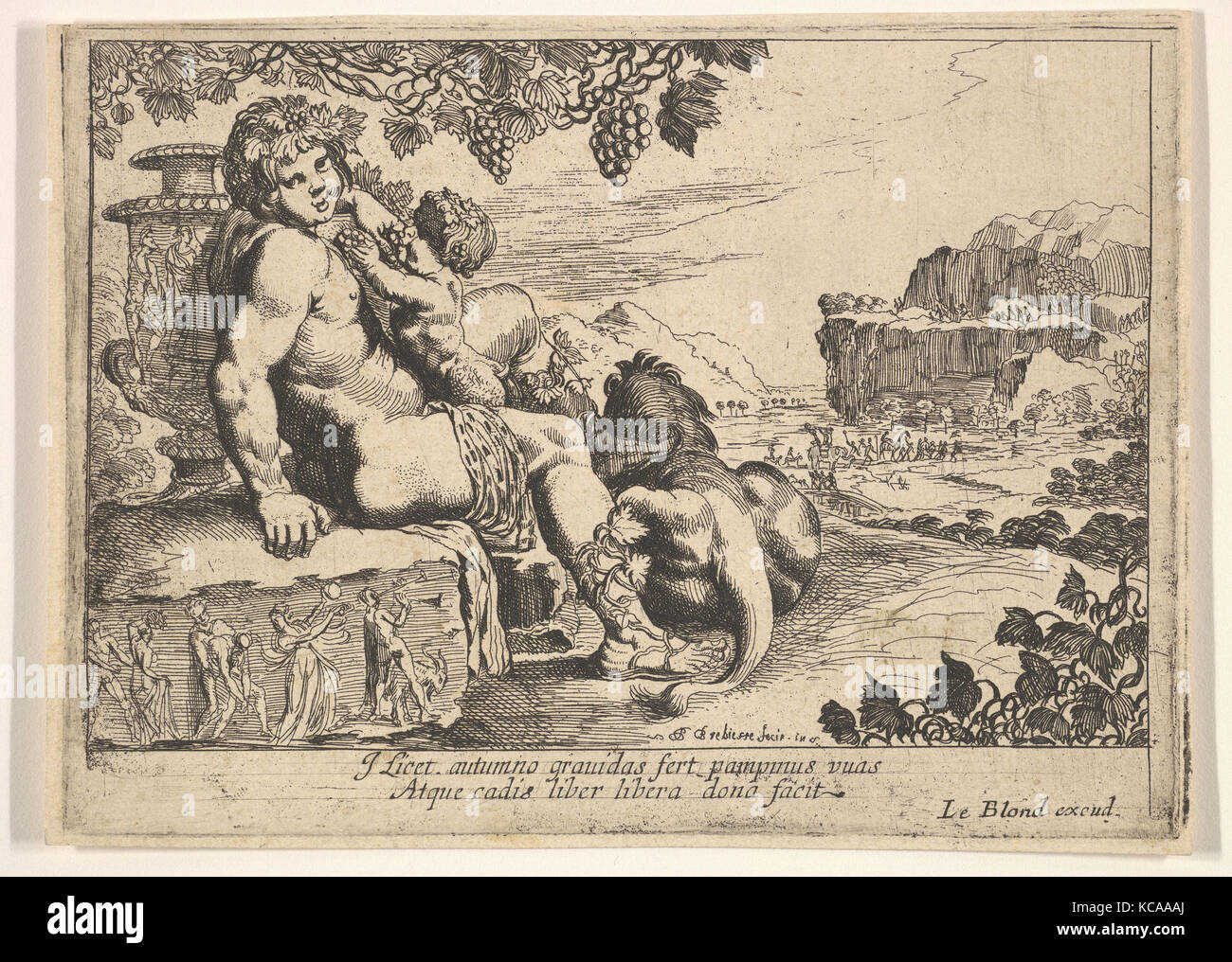 Bacchus, Satyr, und Lion, Pierre Brebiette, 1610-42 Stockfoto