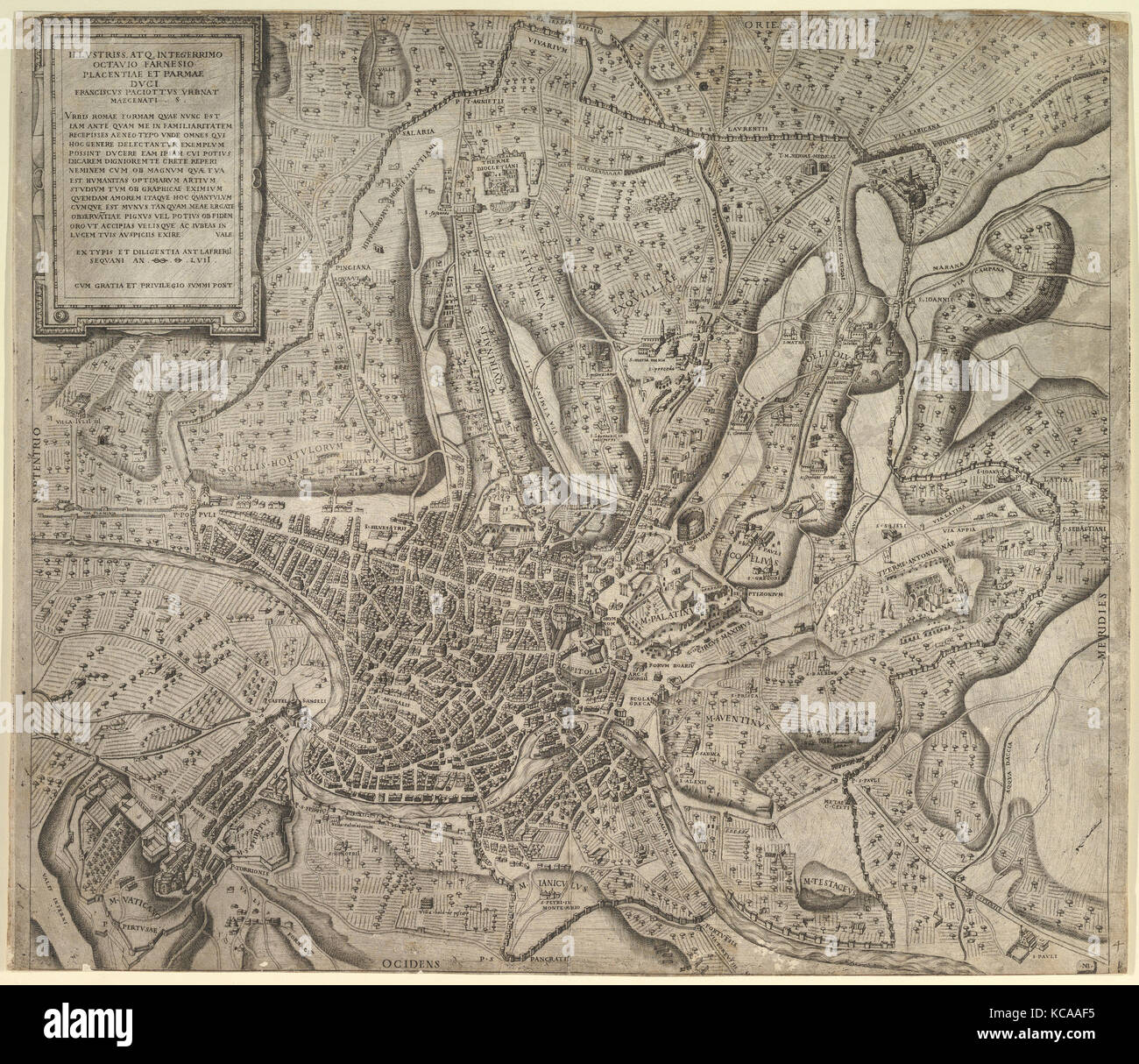 Speculum romanae Magnificentiae: Blick auf Rom vom Westen, Nicolas Beatrizet, 1557 Stockfoto