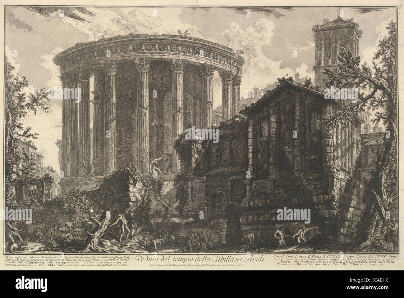 Blick auf den Tempel der Tempel der Sibylle im Tivoli, von Vedute di Roma (Römische Ansichten), Giovanni Battista Piranesi, Ca. 1761 Stockfoto