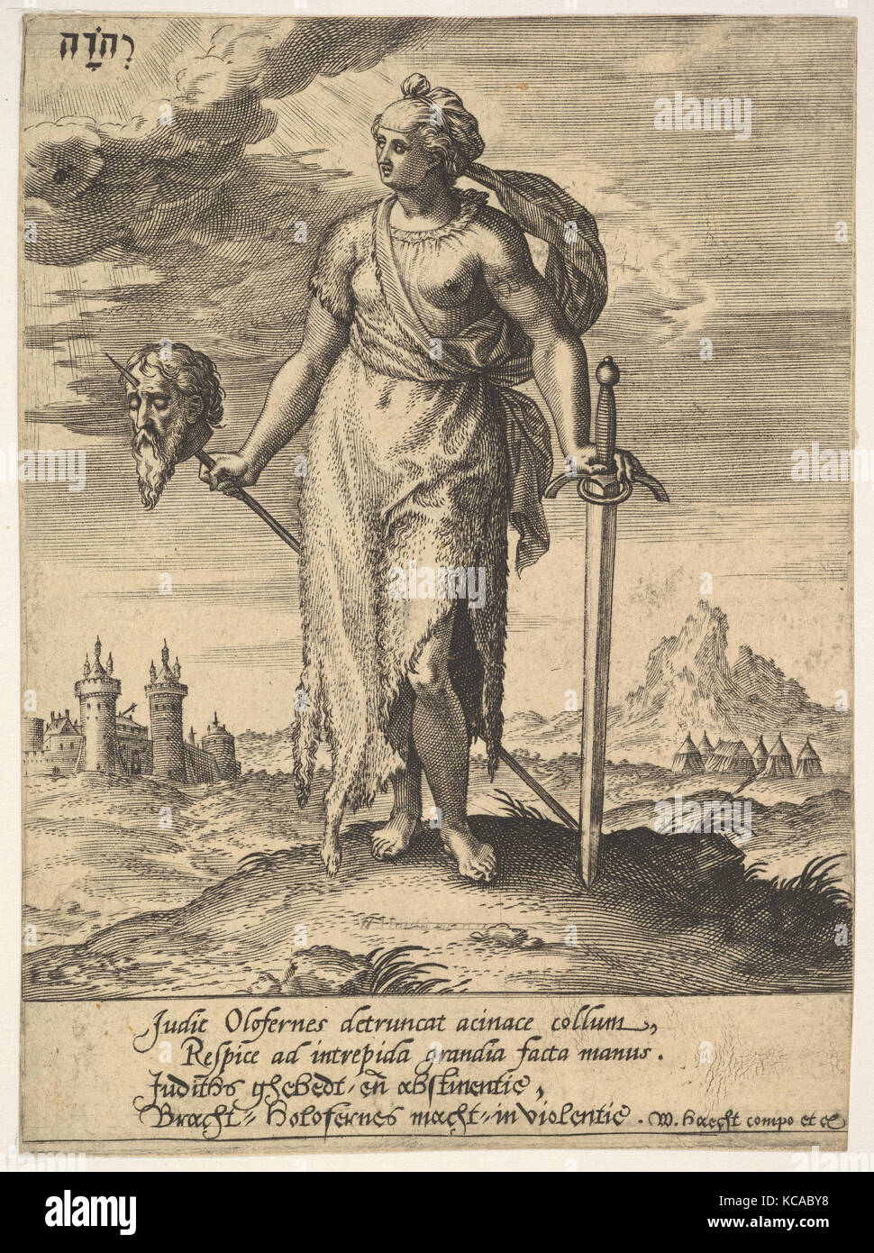 Judith, von Willem van Haecht, Tyrannorum proemia, 1578, Hieronymus, 1578 Stockfoto