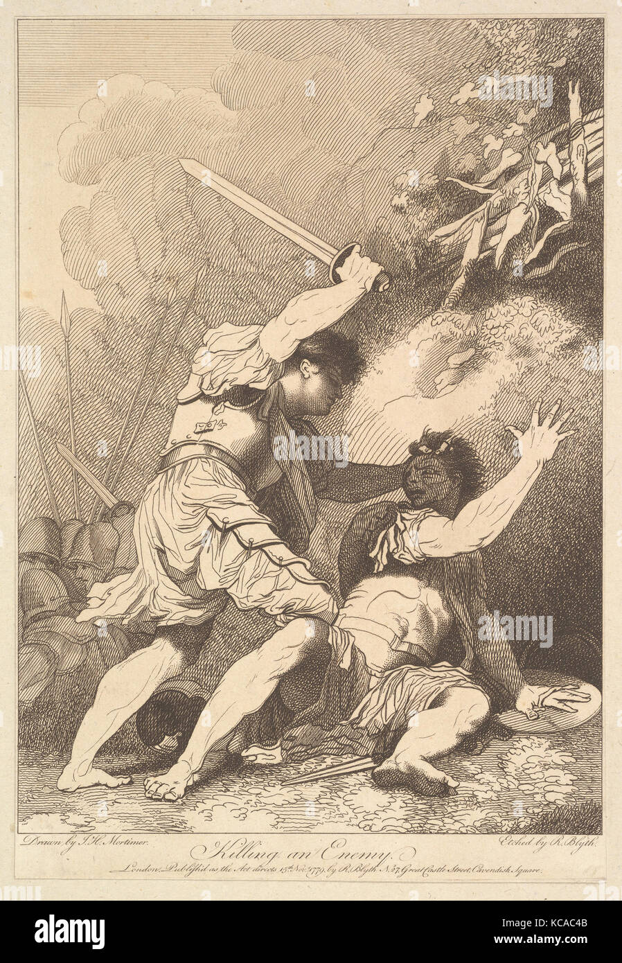 Töten eines Feindes, nach John Hamilton Mortimer, 15. November 1779 Stockfoto