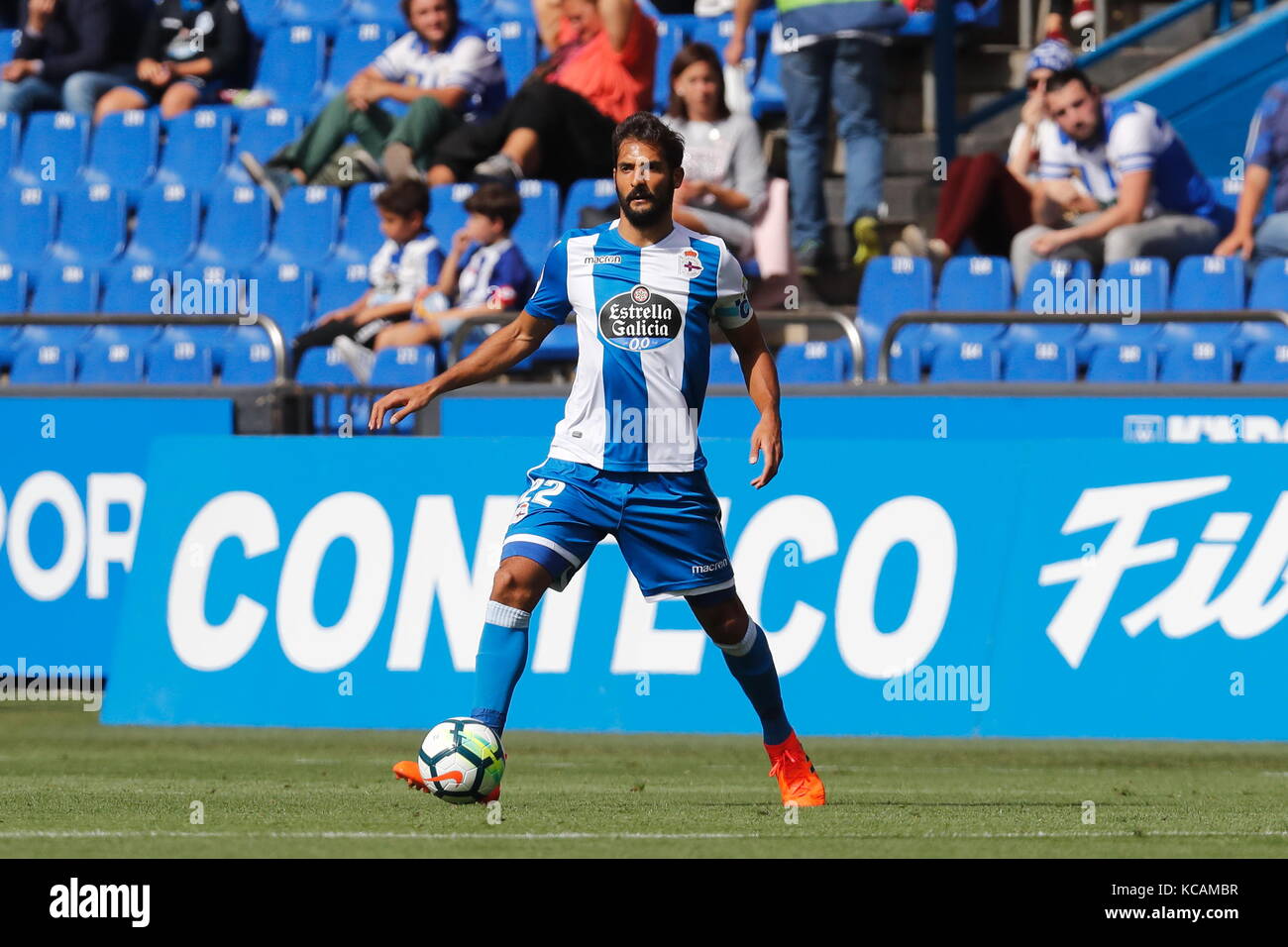 Coruna, Spanien. 30. September 2017. Celso Borges (Deportivo) Fußball: Spanisches Spiel „La Liga Santander“ zwischen RC Deportivo 2-1 Getafe CF im Estadio Municipal de Riazor in Coruna, Spanien. Quelle: Mutsu Kawamori/AFLO/Alamy Live News Stockfoto