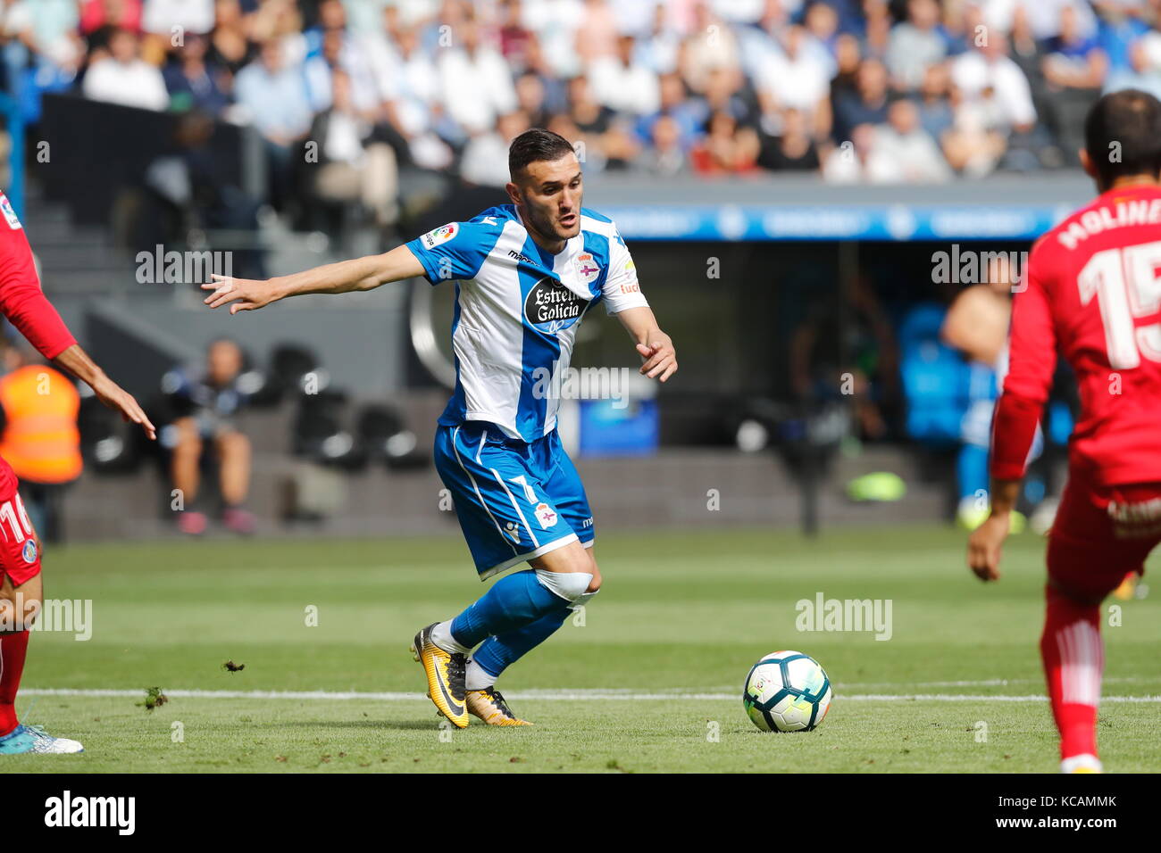 Coruna, Spanien. 30. September 2017. Lucas Perez (Deportivo) Fußball/Fußball : spanisches Spiel "La Liga Santander" zwischen RC Deportivo 2-1 Getafe CF im Estadio Municipal de Riazor in Coruna, Spanien. Quelle: Mutsu Kawamori/AFLO/Alamy Live News Stockfoto