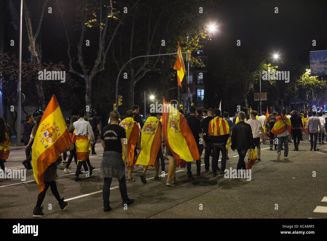 Barcelona, Spanien. 3. Okt, 2017. Katalonien Referendum. nationalistische spanische Volk gegen die letzten Vorfälle des Referendums Tag protestieren. Credit: David ortega Baglietto/alamy leben Nachrichten Stockfoto