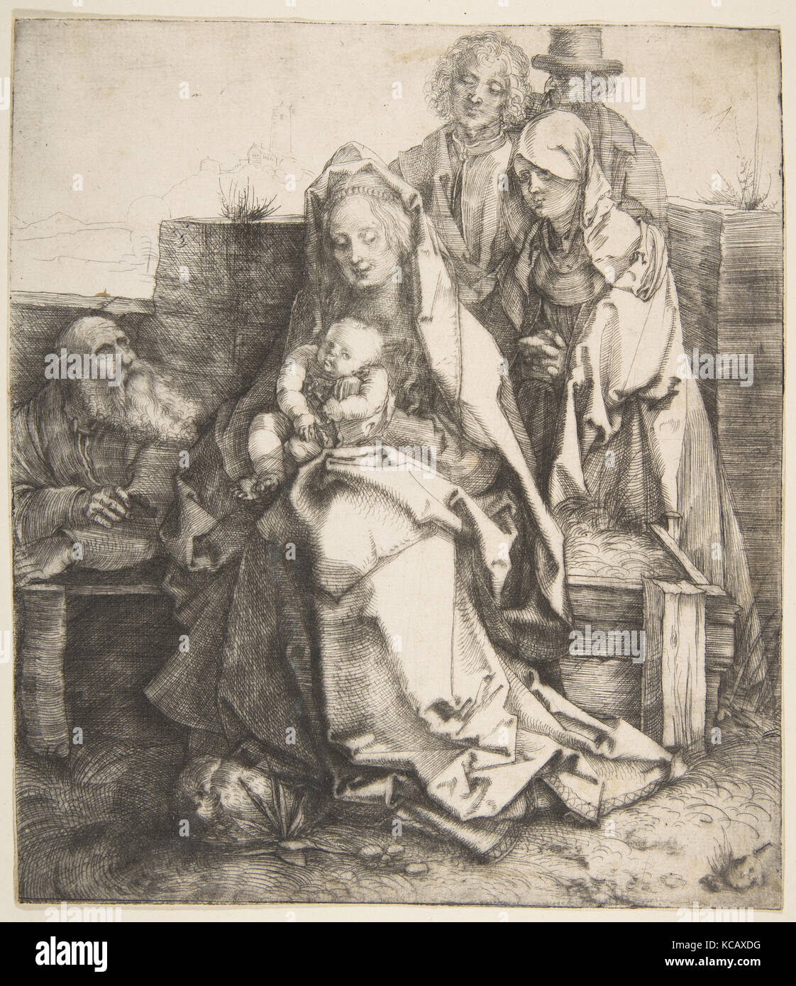 Die Heilige Familie, 1512-13, Drypoint, Blatt: 8 1/4 x 7 1/8 in. (21 x 18,1 cm), Drucke, Albrecht Dürer (Deutsch, Nürnberg 1471 - 1528 Stockfoto