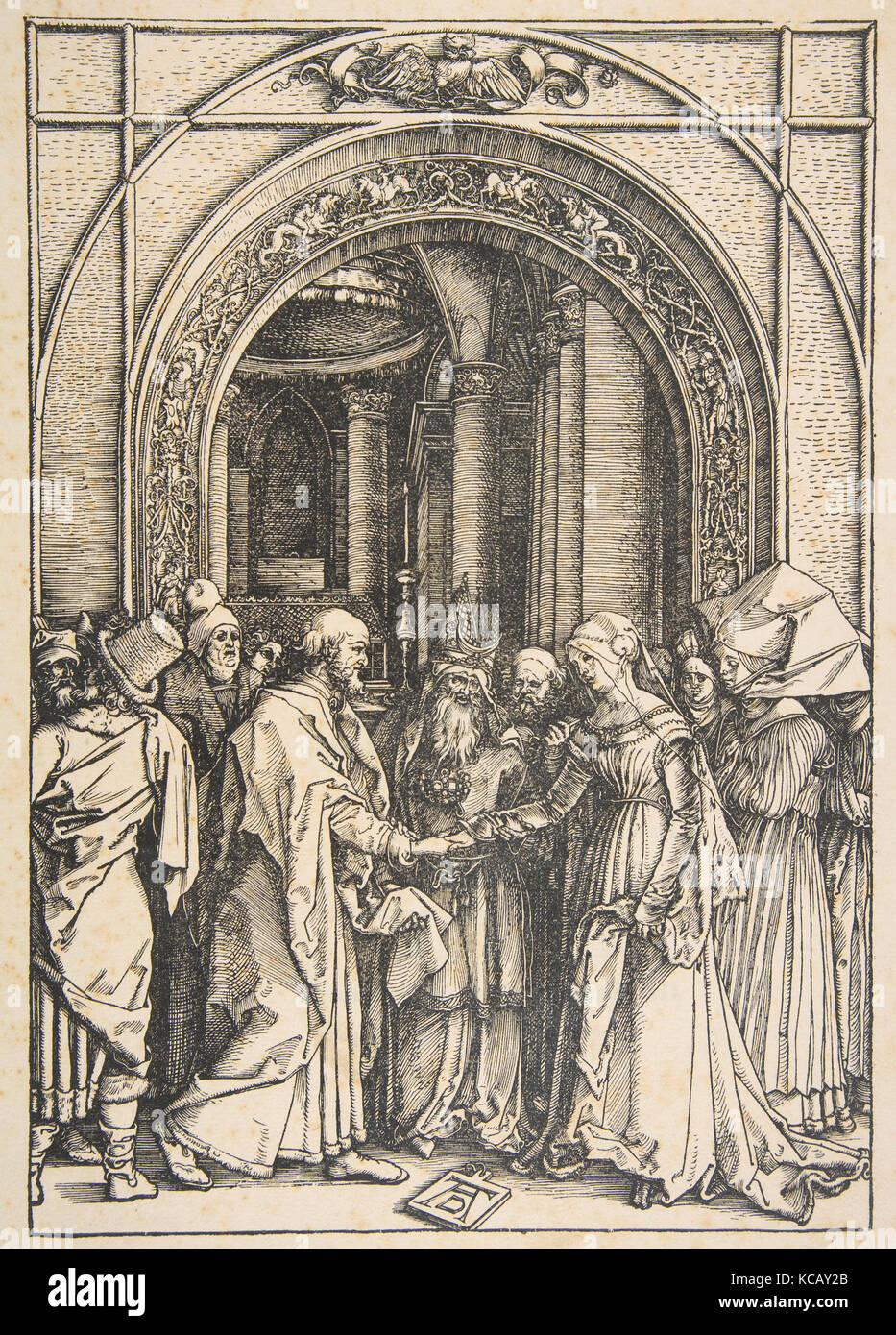 Die Verlobung der Heiligen Jungfrau, aus dem Leben der Jungfrau, Albrecht Dürer, Ca. 1504 Stockfoto
