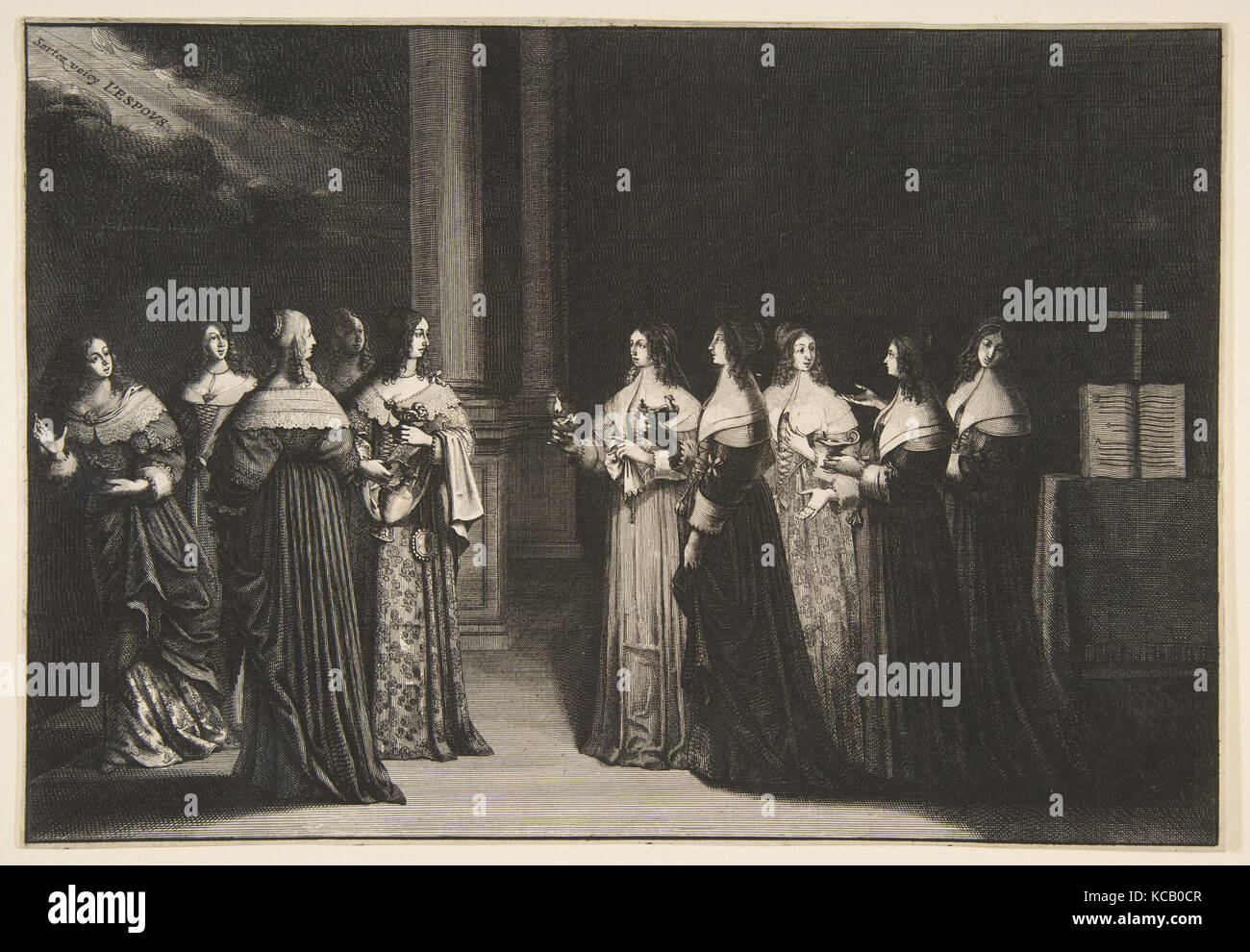 Die klugen Jungfrauen verweigern, Öl zu den törichten Jungfrauen, Abraham Bosse, Ca. 1635 Stockfoto