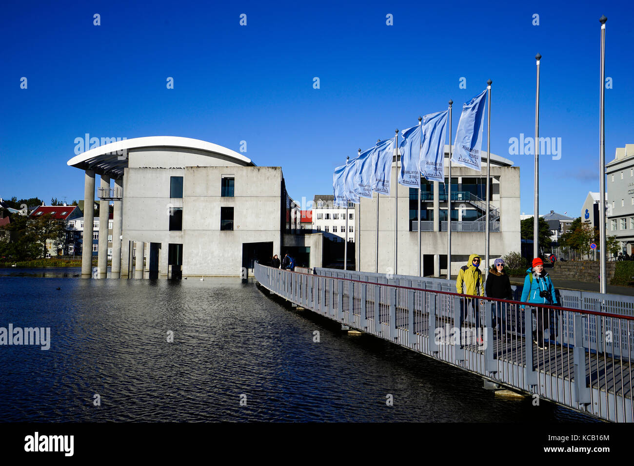 Rathaus von Reykjavik am Teich in der Innenstadt Stockfoto