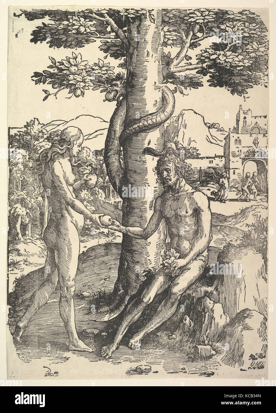 Der Fall des Menschen (Adam und Eva), Lucas van Leyden, Ca. 1514 Stockfoto