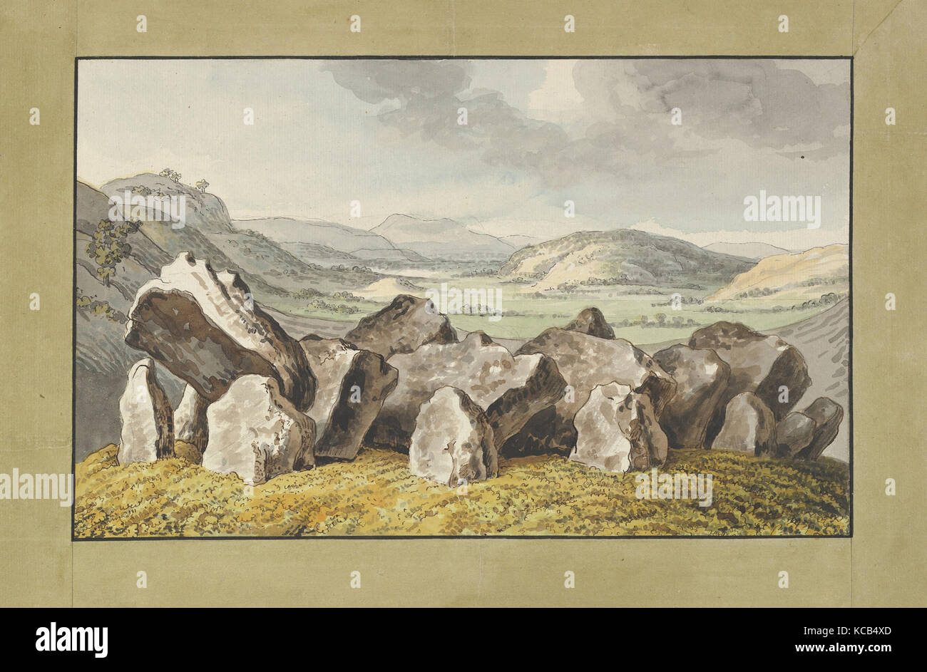 Eine prähistorische Steinkreis auf einem Hügel, ein umfangreiches Landschaft, Johann Heinrich Wilhelm Tischbein, Mitte des 18. und frühen 19. Cen Stockfoto