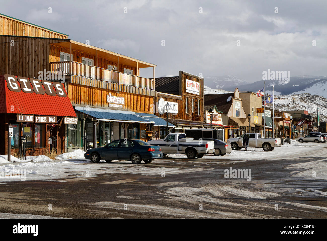 GARDINER, Montana, 22. Januar 2017: Gardiner, der Stadt der Park County, Montana, United States, wurde offiziell 1880 gegründet, aber die Gegend hat Stockfoto