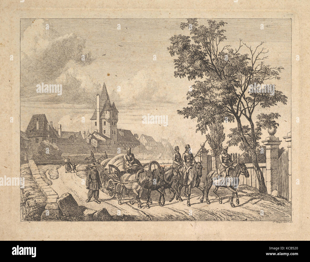Die Kosaken der Begleitung des Gepäckwagen, Johann Christoph Erhard, 1816 Stockfoto