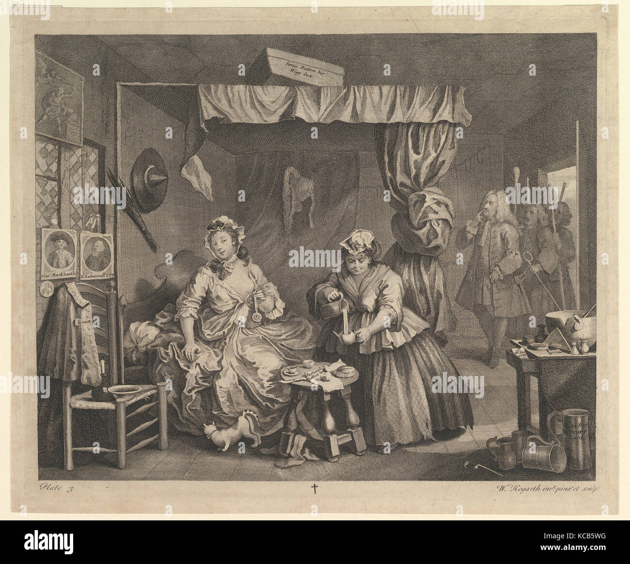 Eine Fortschritt, Platte 3, William Hogarth, April 1732 Stockfoto