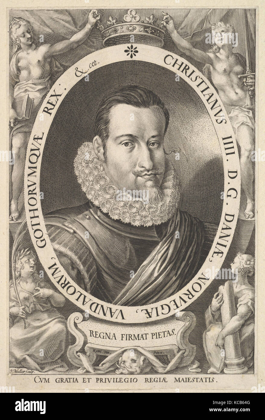 Portrait von Christian IV., König von Dänemark, in eingerichtet, Oval, Remmert Petersen, Jan Müller, Ca. 1606 Stockfoto