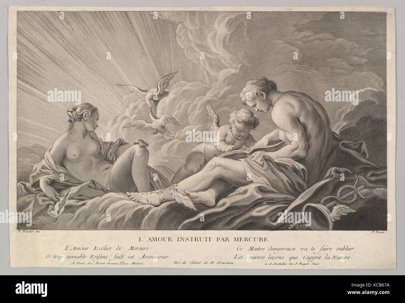 Amor durch Quecksilber, Pierre François Basan, 18. Jahrhundert angewiesen Stockfoto