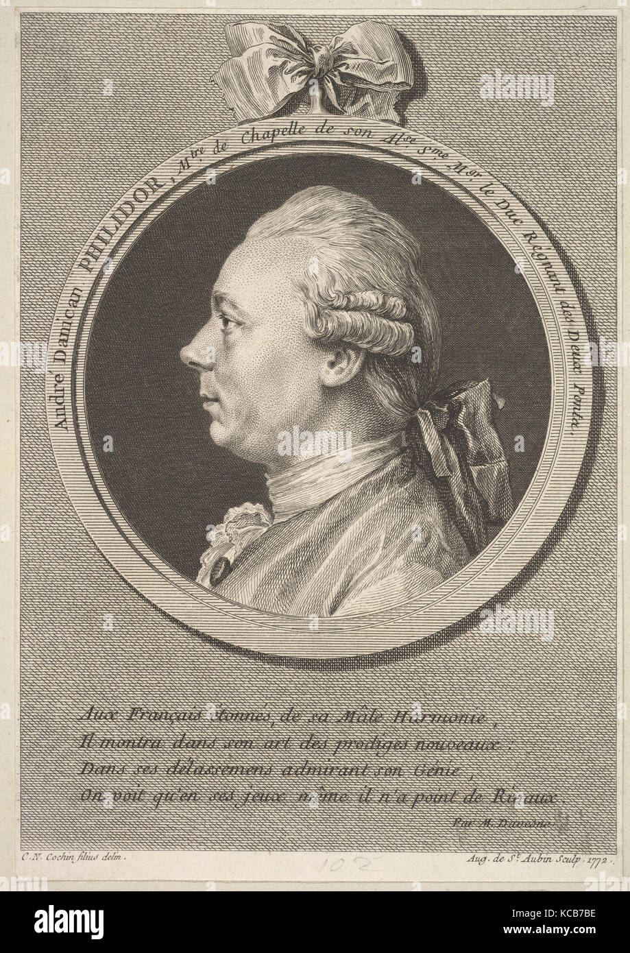 Portrait von André Danican Philidor, Augustin de Saint-Aubin, 1772 Stockfoto