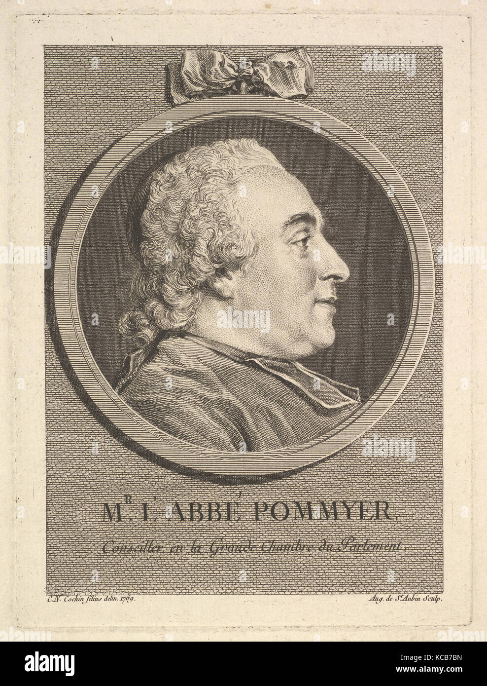 Portrait von L'Abbé Pommyer, Augustin de Saint-Aubin, 1771 Stockfoto