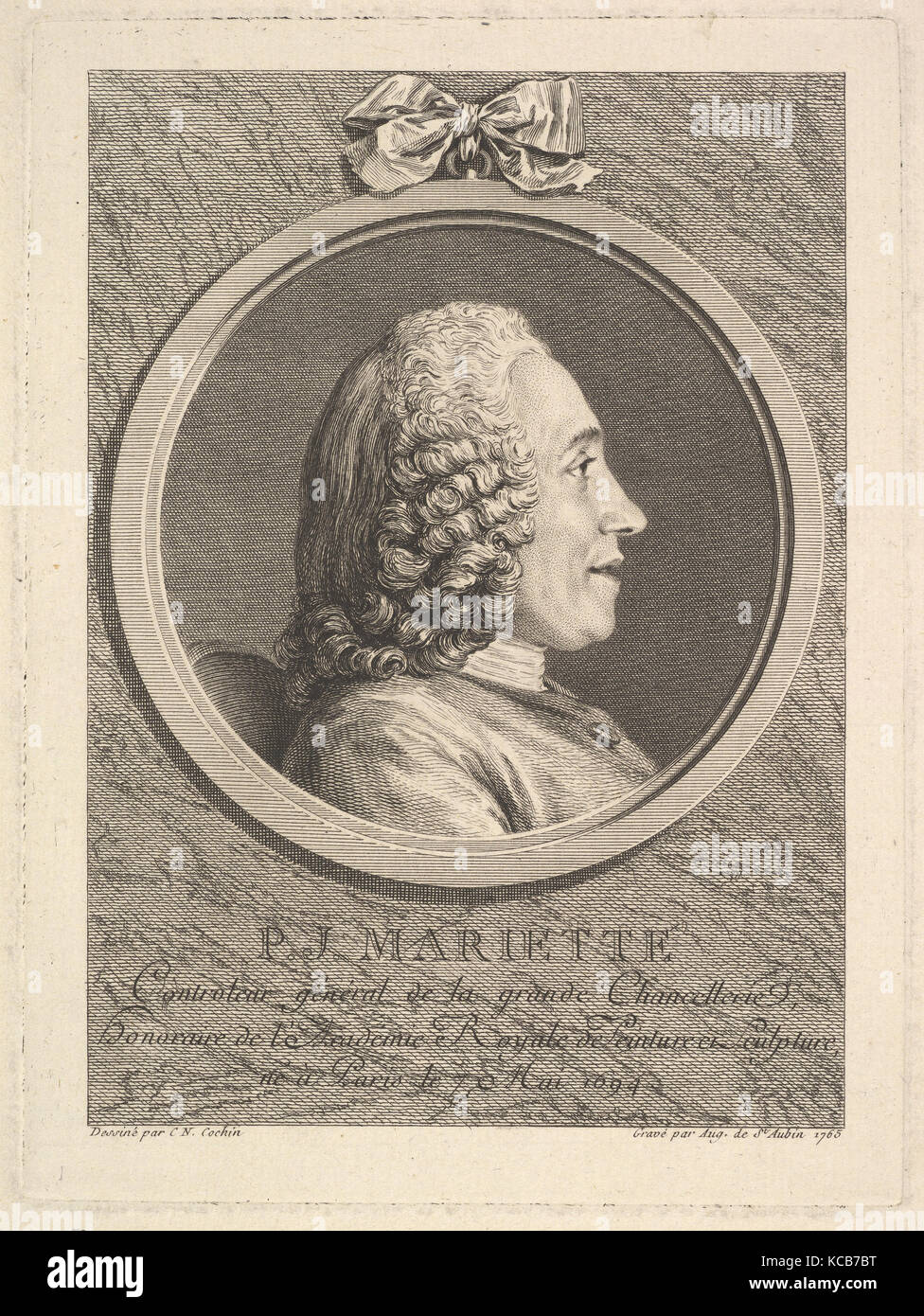 Portrait von Pierre-Jean Mariette, Augustin de Saint-Aubin, 1765 Stockfoto