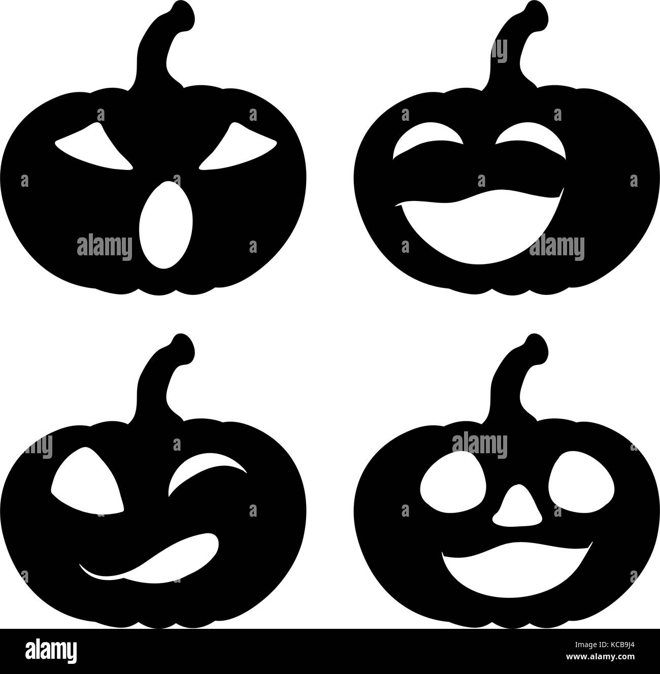 Kürbis lächeln Silhouette set Vektor symbol Icon Design. Schöne Abbildung auf weißem Hintergrund Stock Vektor