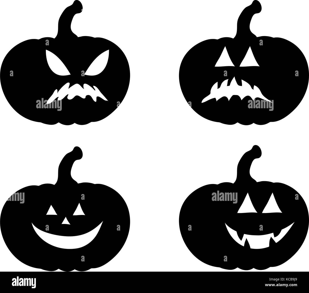 Kürbis lächeln Silhouette set Vektor symbol Icon Design. Schöne Abbildung auf weißem Hintergrund Stock Vektor