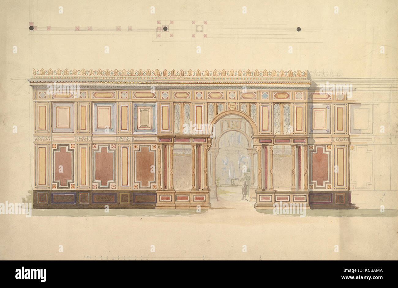 Höhe und Querschnitt der Galerie Wand, John Gregory Crace, 19. Jahrhundert Stockfoto