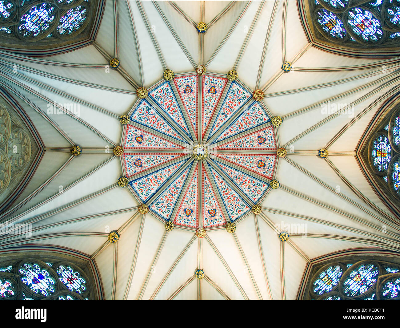 Hochfliegende Gebet: Decke Münster von York Chapter House Stockfoto