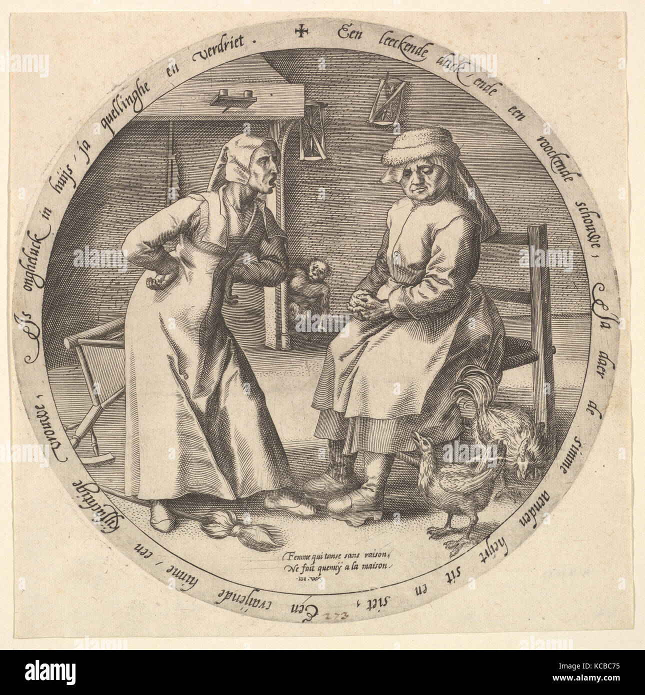 Die Schelte Frau und die Gackernden Hühner, nach Pieter Brueghel der Ältere, Ca. 1568 Stockfoto