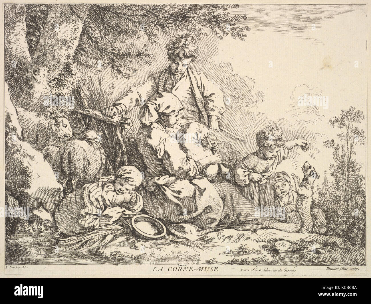 Dudelsäcke, Jacques Gabriel Huquier, Mitte bis Ende 18. Jahrhundert Stockfoto