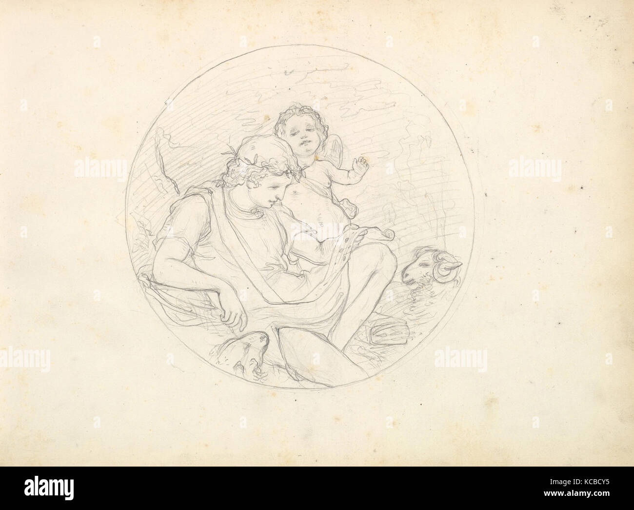 Amor und ein Hirte (in Skizze Buch mit Zeichnungen auf sechsundzwanzig Blätter), Frederic, Lord Leighton, Ca. 1849 Stockfoto