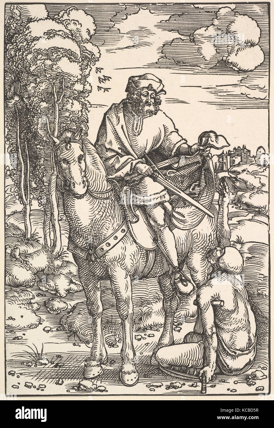 St. Martin auf dem Pferd, Holzschnitt, Blatt: 9 3/8 x 6 5/16 in. (23,8 x 16 cm), Drucke, Hans Baldung (genannt Hans Baldung Grien Stockfoto