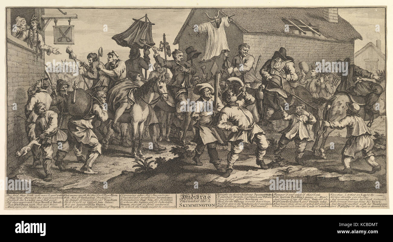 Hudibras und der Skimmington (Zwölf große Illustrationen für Samuel Butlers Hudibras, Platte 7), William Hogarth, Februar 1725 Stockfoto