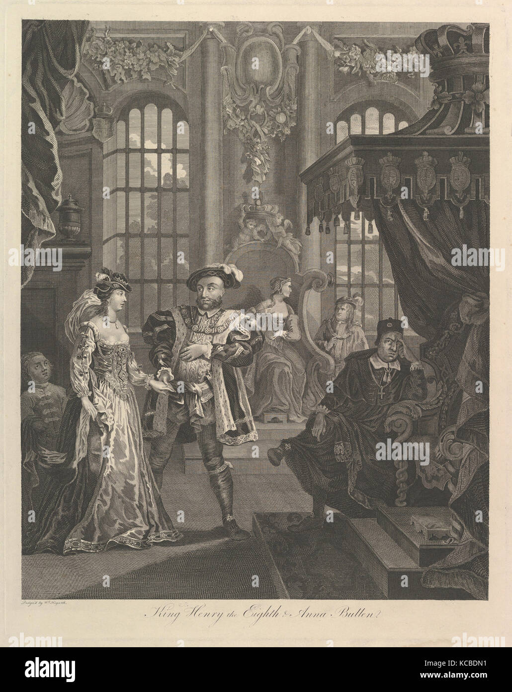 König Heinrich der Achte und Anna Bullen, nachdem William Hogarth, 19. Jahrhundert Stockfoto