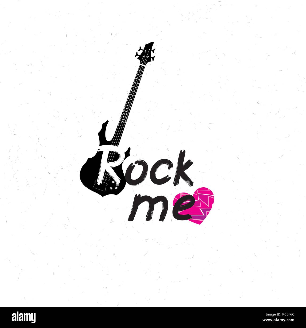 Rock Musik Banner. Musikalische Zeichen Hintergrund. Rock Schriftzug mit Herz und Gitarre. Hard Rock label. Stock Vektor