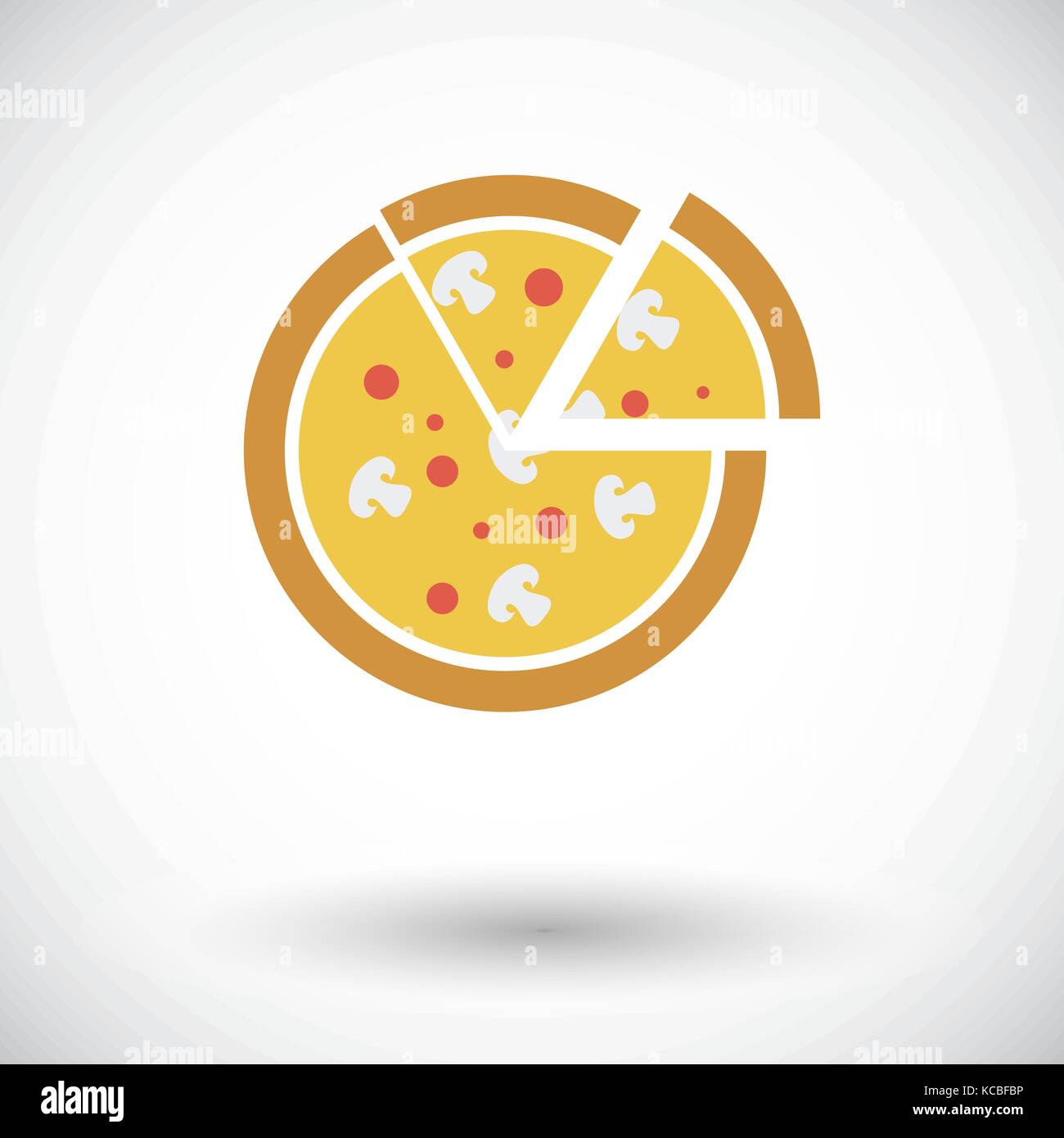 Pizza. Einzelne flache Symbol auf weißem Hintergrund. Vektor-Illustration. Stock Vektor