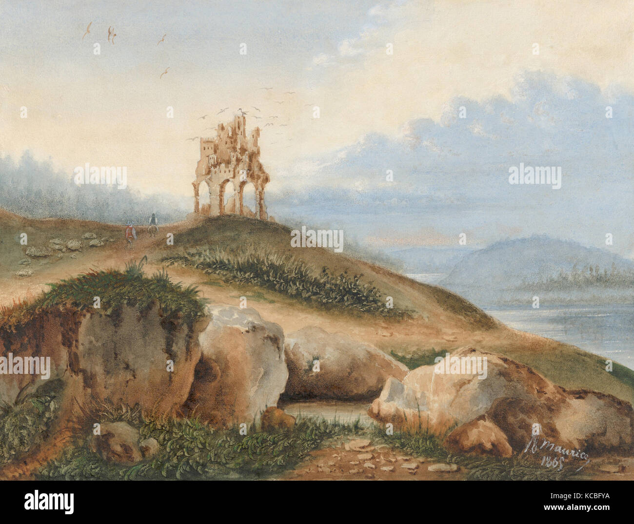 Landschaft mit einem fantastischen Schloss, George Sand, 1865 Stockfoto