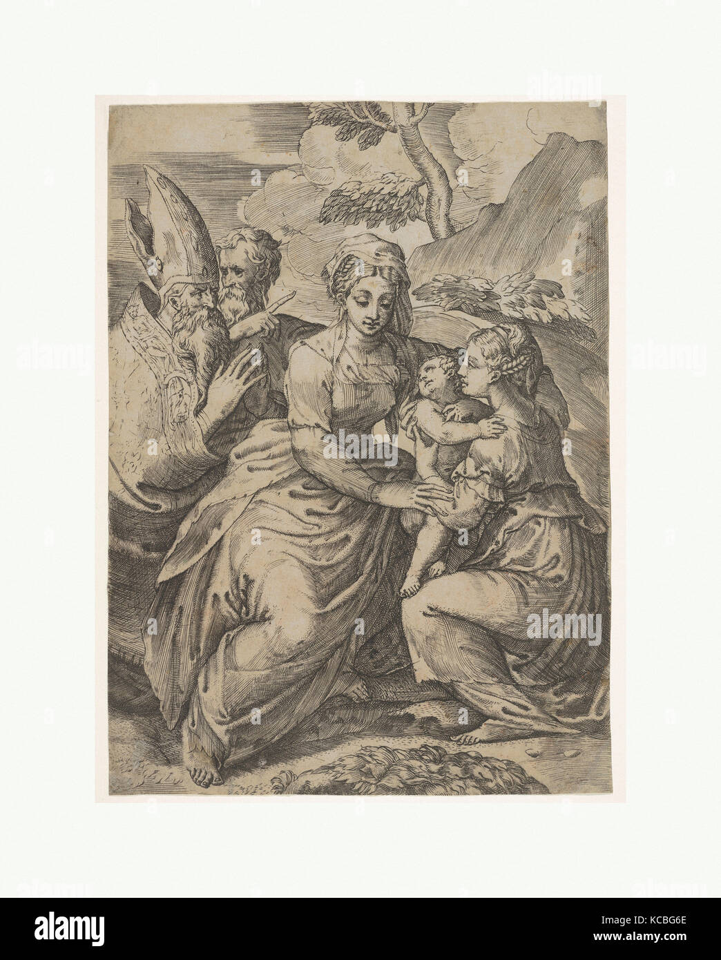 Madonna mit Kind und Heiligen (nach Parmigianino), Battista angolo del Moro Stockfoto