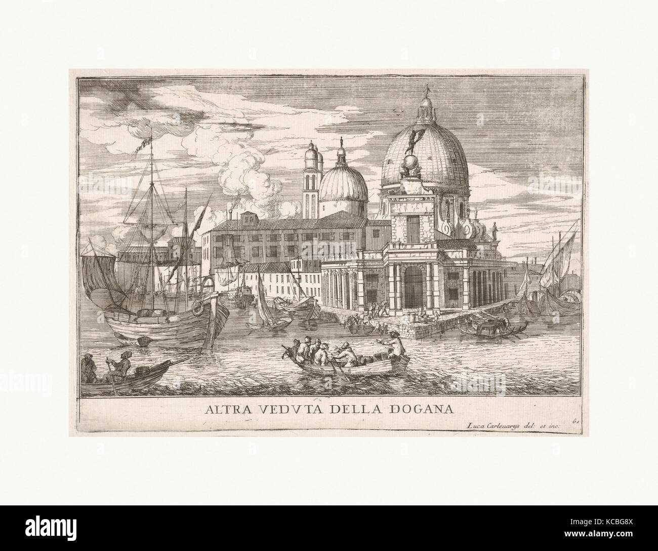 Platte61: Blick auf das Zollamt (Dogana da Mar) an der Mündung des Canale grande Canale della Giudecca, Venedig, 1703 Stockfoto