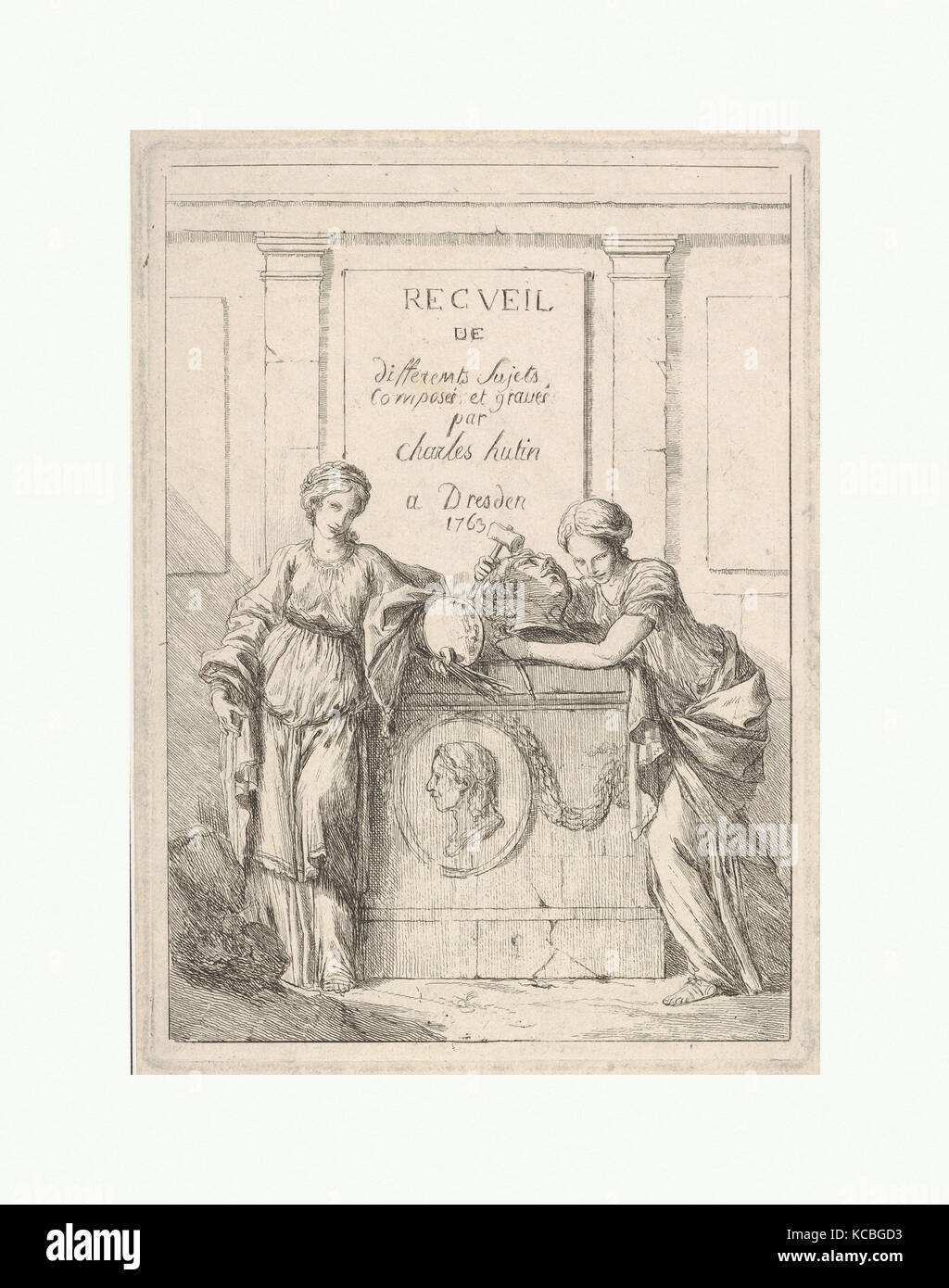 Recueil de Différents Sujets composés et gravés par Charles Hutin à Dresden, Charles Hutin, 1763 Stockfoto