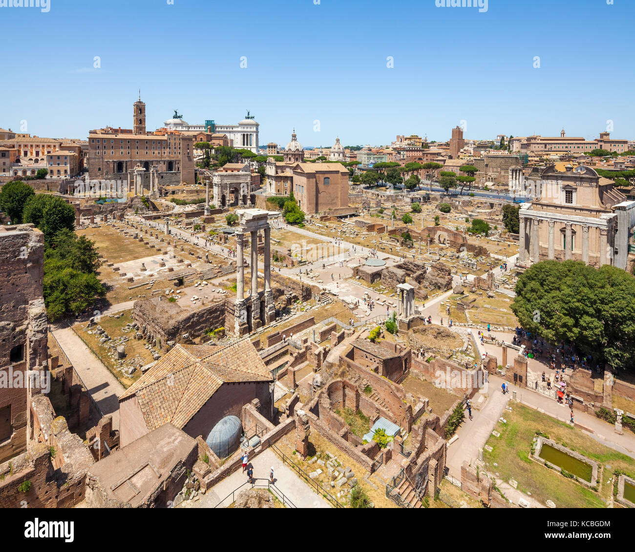 Blick auf das Forum Romanum nach Norden, Rom, Italien Stockfoto