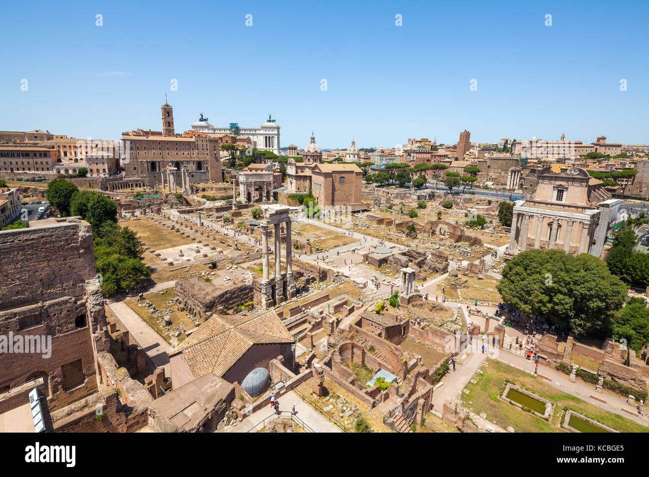 Blick auf das Forum Romanum nach Norden, Rom, Italien Stockfoto