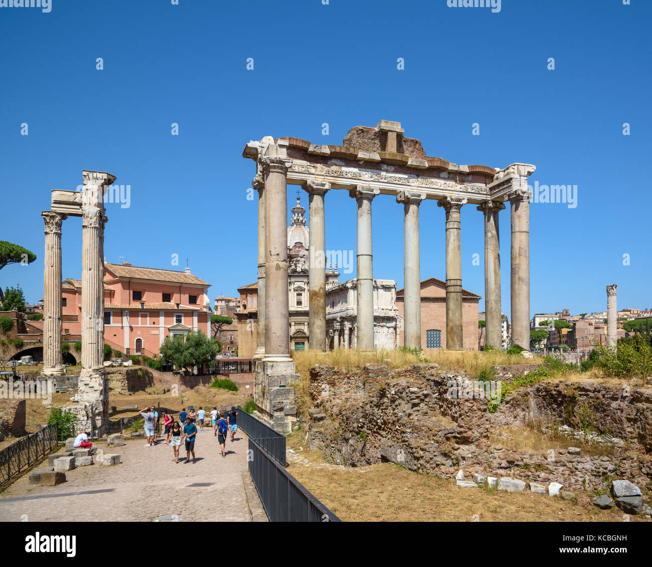 Tempio di Saturno, Rom, Italien Stockfoto