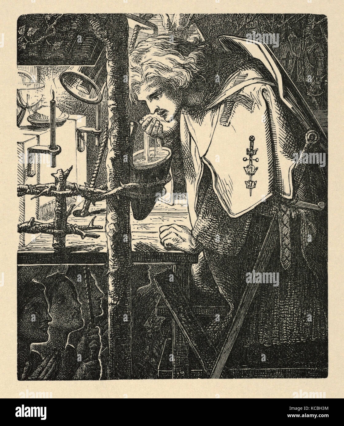 Zeichnungen und Drucke, Drucken, Sir Galahad (von Tennysons Gedichten, New York, 1903), Künstler, Kupferstecher, nach Dante Gabriel Rossetti Stockfoto