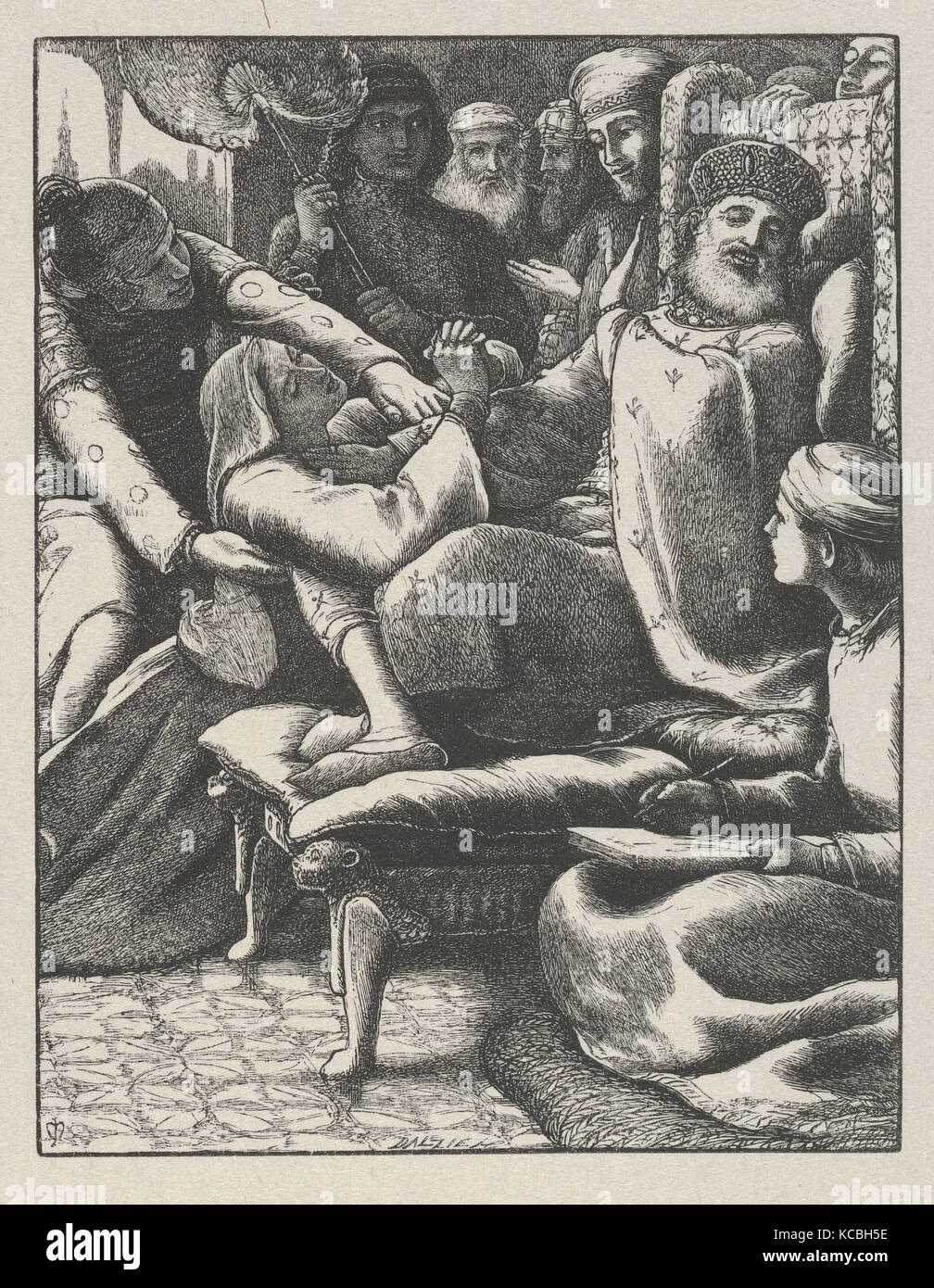 Der ungerechte Richter und das Aufdringliche Witwe (die Gleichnisse unseres Herrn und Heilandes Jesu Christi), Nach Sir John Everett Millais Stockfoto