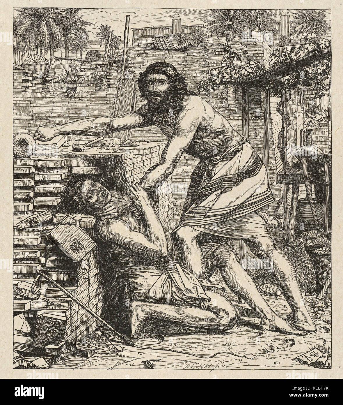 Zeichnungen und Drucke, Drucken, Slaying Moses der Ägypter (Dalziels "Bibel Galerie Stockfoto