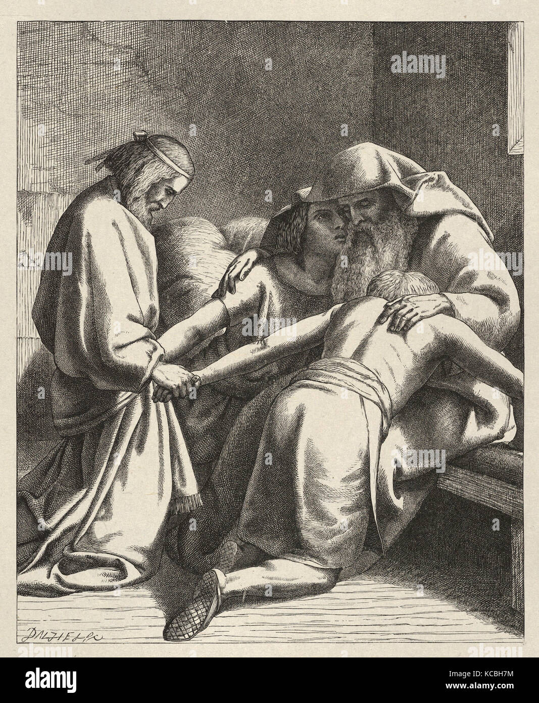 Zeichnungen und Drucke, Drucken, Jakob Segen Ephraim und Manasse (Dalziels "Bibel Galerie Stockfoto