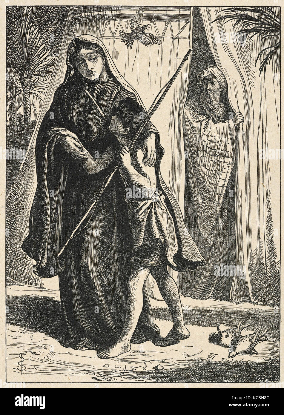 Hagar und Ismael (Dalziels "Bibel Galerie), Simeon Solomon, Britischen, London 1840 - 1905 London), Dalziel Brüder, Britische Stockfoto