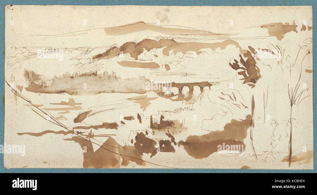 Landschaft mit einer Wasserleitung, Eugène Delacroix, Ca. 1827 Stockfoto