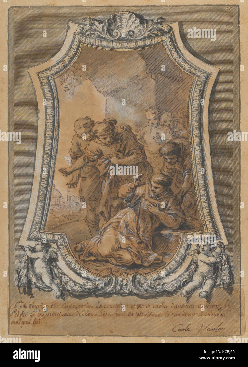 St. Gregory widerstrebend zu akzeptieren, seine Wahl zum Bischof von Rom, Carle, 18. Jahrhundert Stockfoto