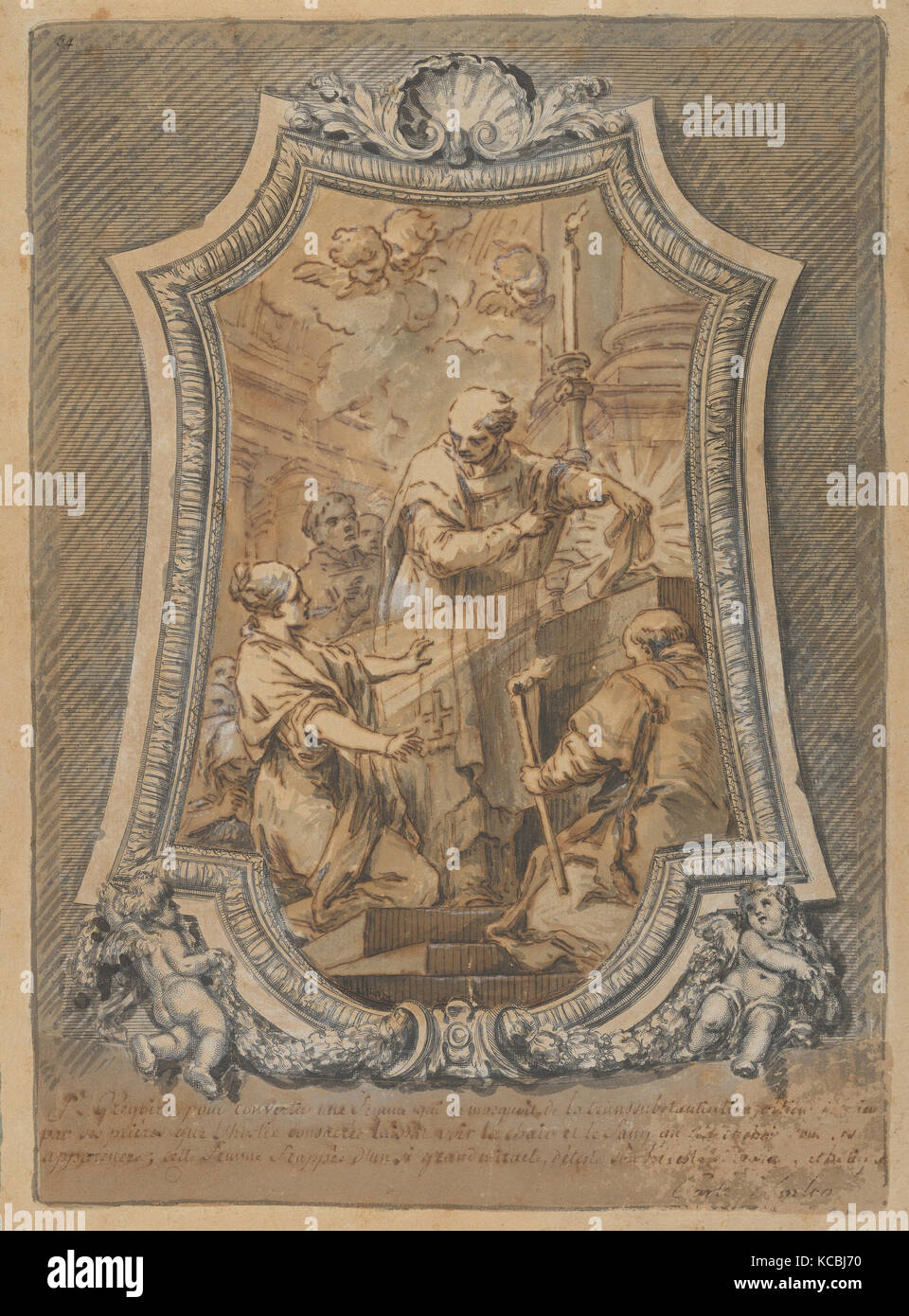 Die Masse des St. Gregory, 18. Jahrhundert, Feder und Tinte Braun, Braun und Grau waschen, erhöhte mit Weiß., 7 3/4 x 5 1/2 in. (19.7 Stockfoto