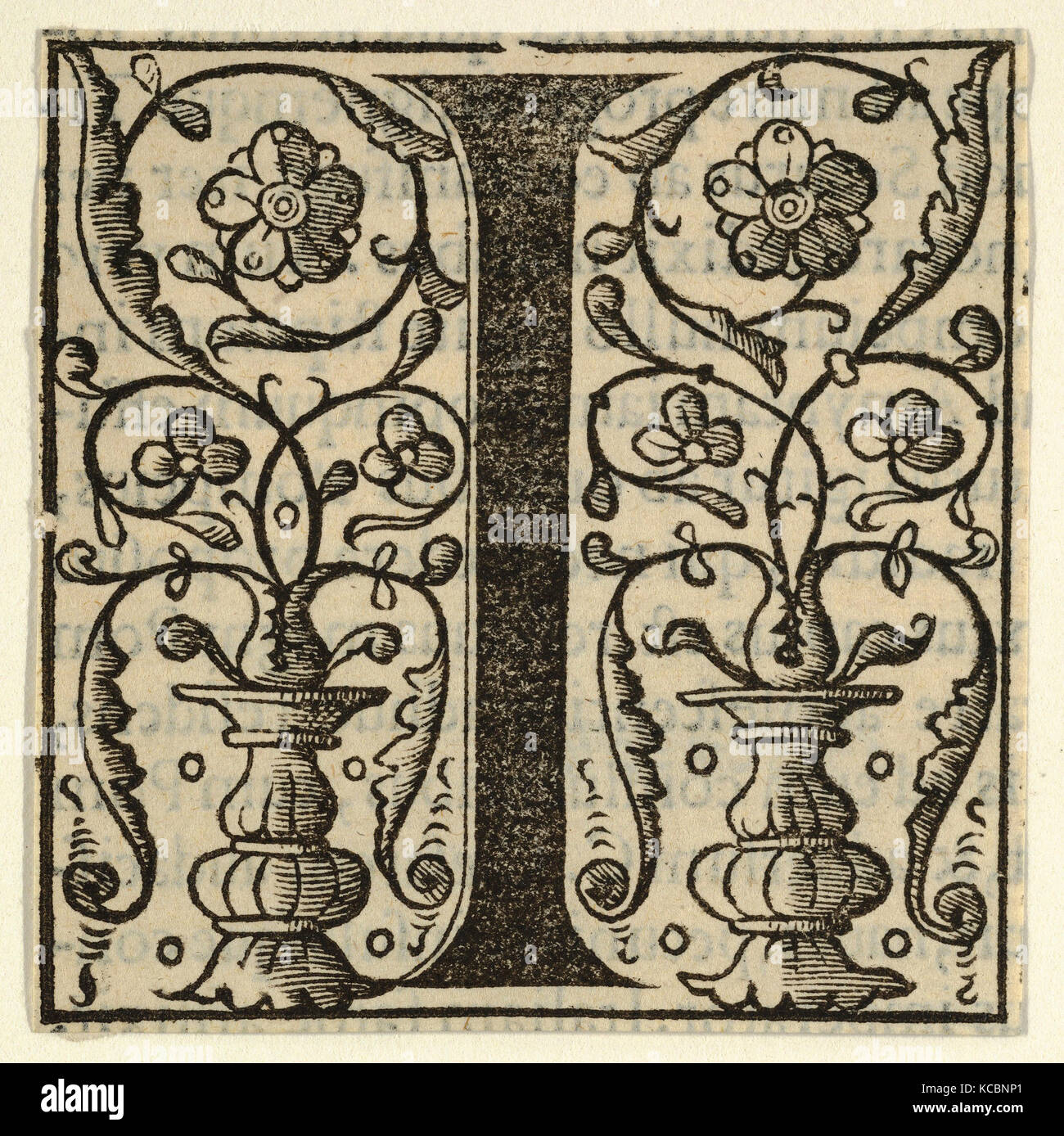 Zeichnungen und Drucke, Drucken, ersten Brief, den ich mit Girlanden, Mitte des 16. Jahrhunderts, 1532, 1554, Holzschnitt, Blatt: 2 5/16 x 2 5/16 Zoll Stockfoto